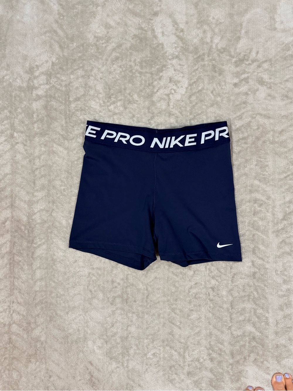 NikePro Navy Blue Compression Spandex Shorts Sz L Athleisure Biker Shorts Active